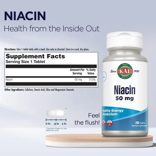 Vista 2 de Kal Tabletas de niacina de 50 mg, 200