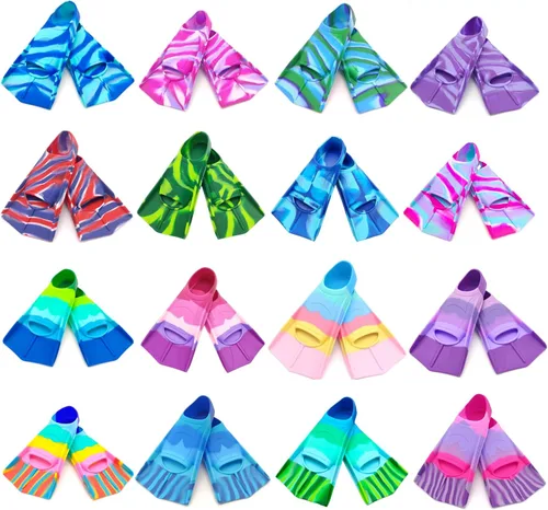 Vista 3 de Aletas de natación para niños, cómodas aletas de silicona para nadar y bucear, tamaño adecuado para principiantes, niños, niñas, niños y adultos
