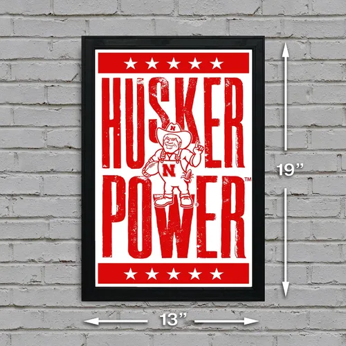 Vista 9 de Nebraska Cornhuskers Gift - Husker Power Letterpess Poster - Officially Licensed Art Print - 13x19" - Husker Gift (Add Black Frame)
