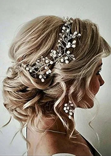 Vista 8 de Accesorios para el cabello de novia, juego de aretes de vid de cristal, diadema para boda, peine para el cabello, fiesta de noche, pieza
