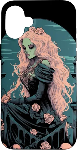 Vista 22 de Funda para iPhone 16 Gothic Girl Pastel Goth Wiccan Pagan Anime Nu Goth Grunge