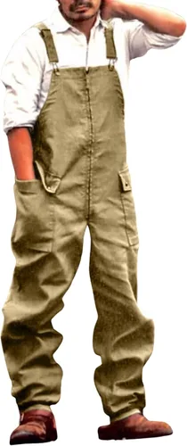 Vista 2 de loveimgs Overol con peto grande y alto para hombre, pantalones cargo sueltos de trabajo de una pieza con bolsillos