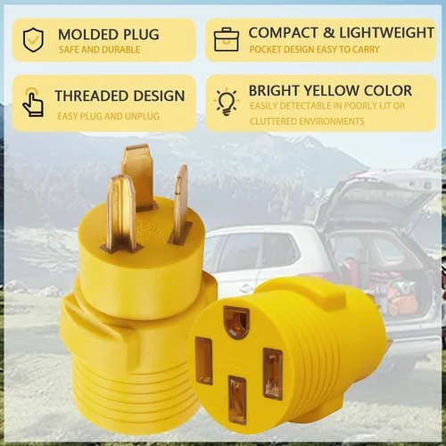 Vista 2 de NEMA 10-30P a 14-50R Adaptador de cargador EV, 30 amperios 3 clavijas enchufe de secadora a 50 amperios 4 clavijas de carga EV, conector antiguo