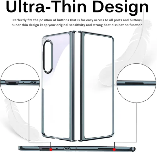 Vista 5 de Miimall Funda compatible con Samsung Galaxy Z Fold 4 5G 2022, marco de policarbonato delgado y duro, cubierta trasera transparente, cobertura