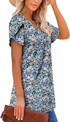 Vista 3 de Camisetas sin mangas para mujer y camisetas florales de verano de manga corta