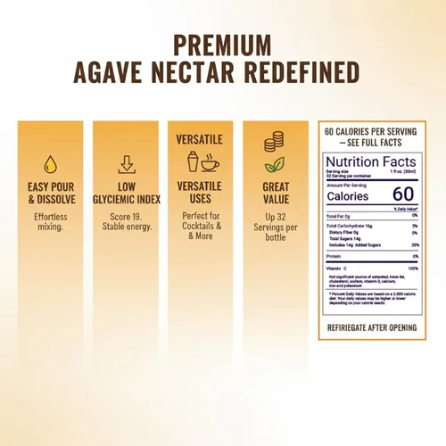 Vista 2 de Top Hat - Néctar de agave - Hecho con néctar de agave orgánico, edulcorante de jarabe de agave para cócteles, cócteles sin alcohol, limonadas, café