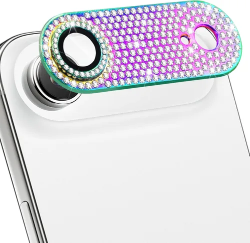 Vista 29 de Protector de lente de cámara para iPhone 13 & iPhone 13 Mini, brillante con diamantes de imitación 3D con purpurina, cubierta de cámara de vidrio