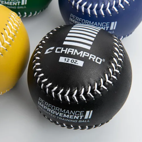 Vista 6 de Champro Softball de entrenamiento, juego de 4 (verde/amarillo/negro/azul, 12 pulgadas)