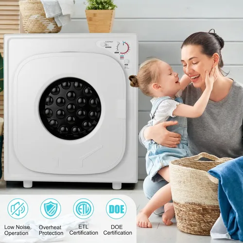 Vista 2 de Secadora portátil de acero inoxidable con panel táctil, 2 modos, 4 programas de secado y ventilación de escape ajustable, 13.2 libras, carga