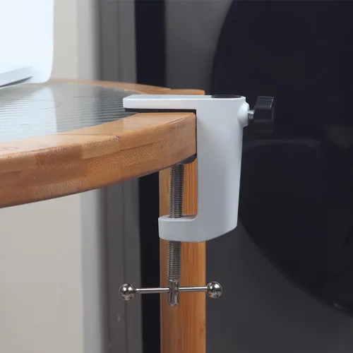 Vista 6 de Soporte de lámpara universal con abrazadera en C Base de abrazadera de montaje de escritorio para luces de brazo oscilante, iluminación de Blanco