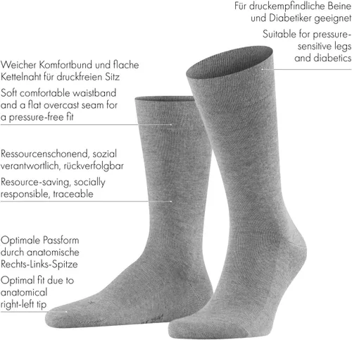 Vista 3 de FALKE Calcetines London Sensitive para hombre, parte superior ancha, diabéticos, 1 par