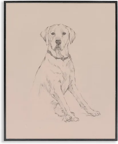 Vista 13 de Stupell Industries Retriever Dog Minimal Drawing Framed Giclée Art, diseño de Ethan Harper Enmarcado en blanco