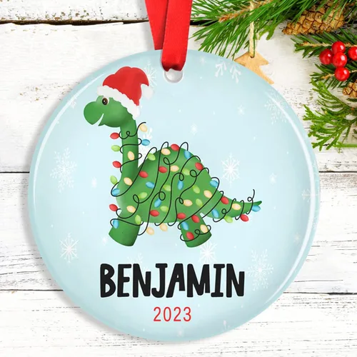 Vista 2 de Adornos de Navidad personalizados para camión volquete, adorno personalizado para bebé, adornos para árbol de Navidad para niños, adornos de camión