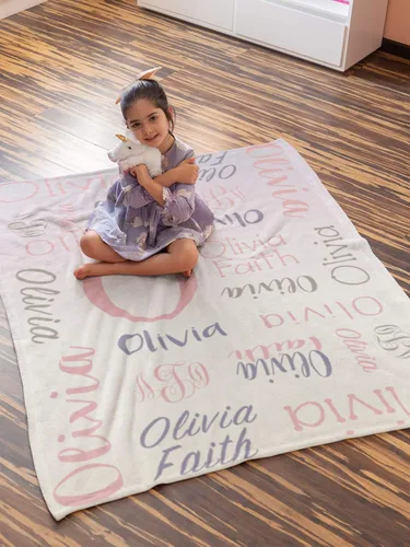 Vista 8 de Mantas con nombre personalizadas para bebés, niños y adultos. Manta con nombre personalizado del nombre del bebé. Manta con nombre personalizada