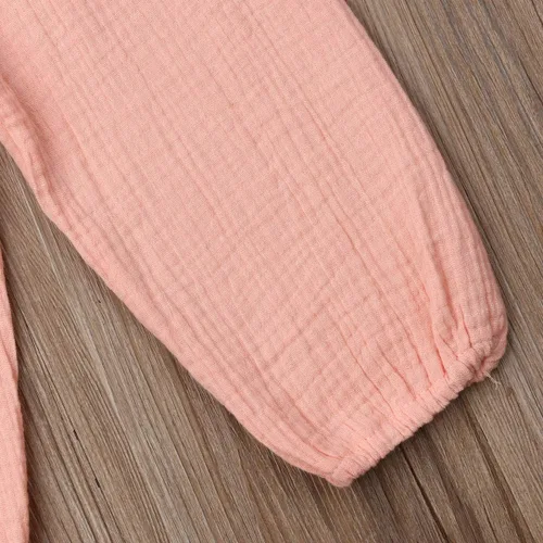 Vista 22 de Paquete de 3 pantalones de algodón y lino para bebés, niños y niñas, color liso, ropa básica para bebés
