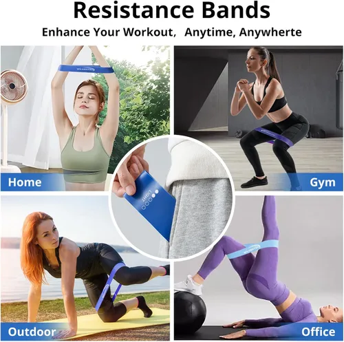Vista 7 de Bandas de resistencia, juego de bucles de látex natural, 5 niveles de resistencia diferentes [10 libras a 115 libras] para entrenamiento, gimnasio