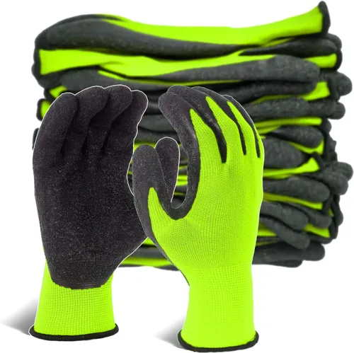 Vista 24 de Evridwear - Guantes de trabajo de látex arrugado con revestimiento de mano para seguridad, para hombres y mujeres, uso general, multiusos