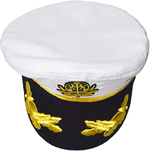 Vista 5 de Sombrero del capitán del almirante del barco de los hombres Snapback bordado ancla Mariner náutico fiesta sombreros