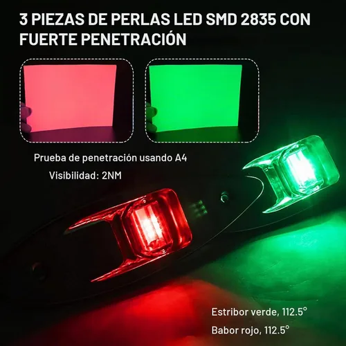 Vista 6 de Luces LED de navegación para barco de 12 V, tipo lágrima, para proa, impermeables, con carcasa de acero inoxidable, para barco, yate, señalización