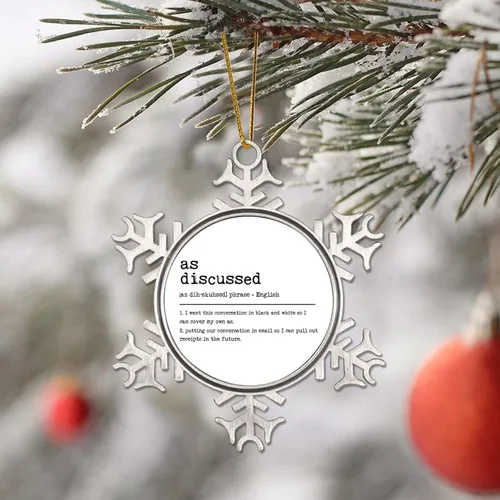 Vista 4 de Como se discutió Definición Diccionario Palabra Significado Cita Metal Copo de Nieve Adorno de Navidad para Árbol de Navidad Colgante Bola Invierno