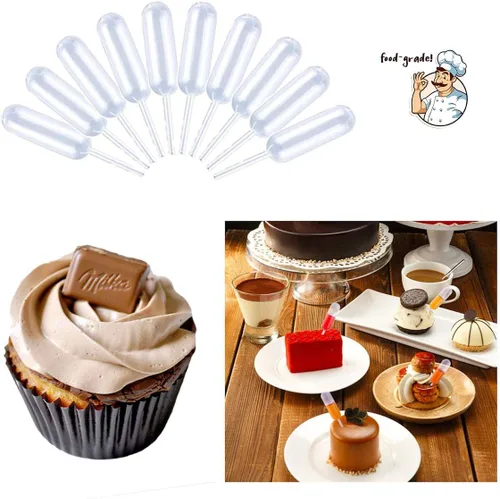 Vista 4 de moveland Jeringas de plástico para cupcakes de 0.1 fl oz, 50 inyectores de líquidos desechables, cuentagotas de transferencia para fresas, cupcakes