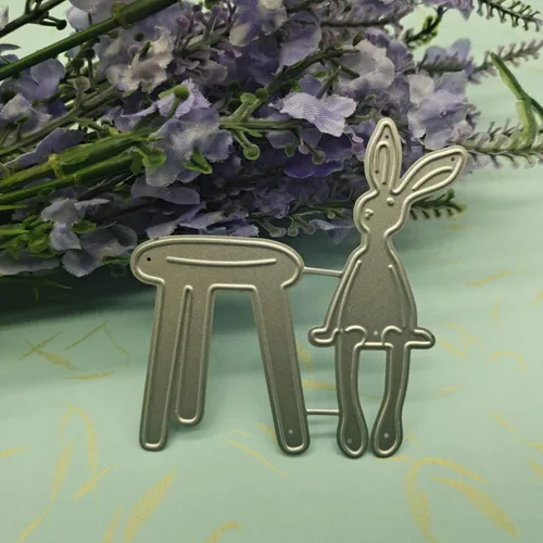 Vista 6 de zzirvepaiv - Lindo troquel de corte de metal de conejo de Pascua para manualidades, manualidades, álbum de fotos, decoración de conejito troquelado