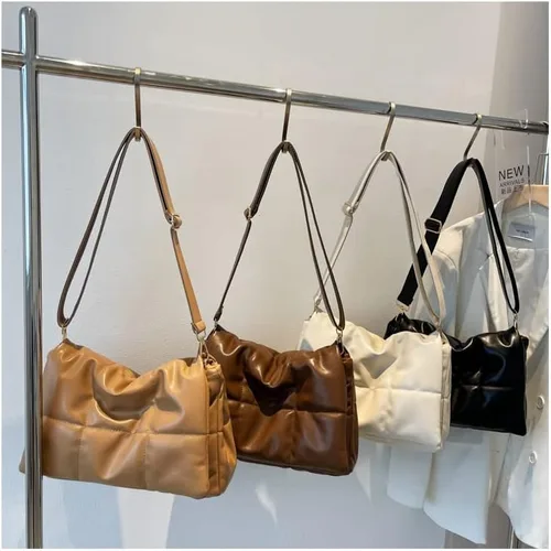Vista 5 de Bolsos cruzados acolchados de moda para mujer, correa de cadena ajustable, con relleno de casete, bolsa de hombro hinchada