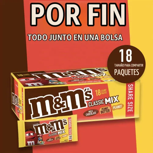 Vista 4 de M&M'S Paquete variado de dulces de chocolate con leche, chocolate con leche, dulces a granel envueltos individualmente, mantequilla de maní