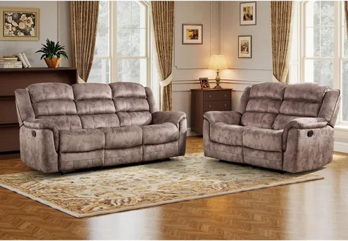 Vista 22 de EBELLO - Silla reclinable manual, sofá reclinable de tela suave con apoyabrazos y respaldo acolchado para sala de estar, dormitorio, color marrón