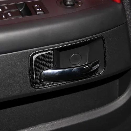 Vista 6 de Adhesivos para manija de puerta interior de coche para 2008 2009 2010 2011 2012 2013 2014 Dodge Challenger accesorios de fibra de carbono pegatinas