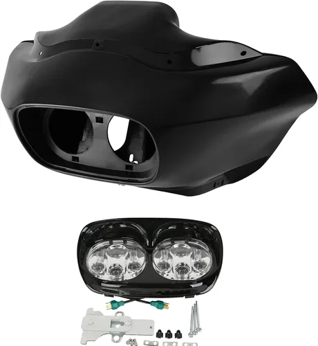 Vista 13 de XMT-MOTO Kit de carenado frontal superior exterior e interior para Harley Davidson Touring Road Glide FLTR 1993-2013 NEGRO BRILLANTE Brillo negro