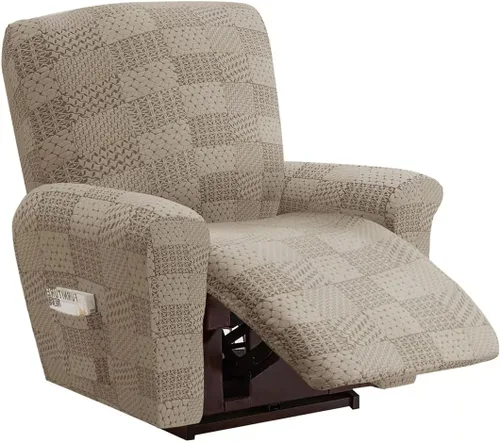 Vista 18 de vctops 10 fundas geométricas para sofá reclinable copetudo, suaves, elásticas y suaves de 4 asientos, funda antideslizante para sofá, protector
