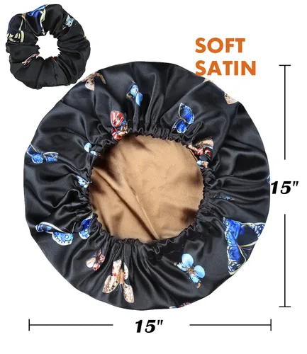Vista 4 de Winitas Gorro de satén grande para mujeres negras con cabello rizado para dormir