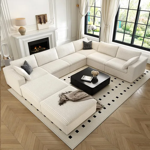 Vista 31 de LoveSeat Cloud Couch Sofá Seccional Modular para Sala de Estar, Sofá Moderno con Asiento Profundo, Sofá de 2 Plazas Sin Huesos con Otomana, Cómodos