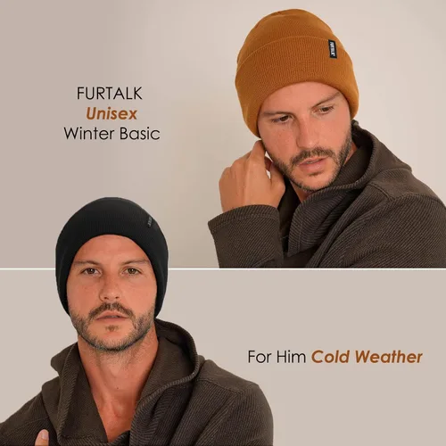 Vista 4 de FURTALK - Gorro tejido de acrílico, para invierno, suave, cálido, unisex, para hombres y mujeres