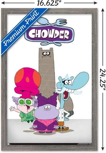 Vista 3 de Trends International Chowder - Póster de pared grupal, 22.4 pulgadas de largo x 14.7 pulgadas, versión enmarcada en madera de granero Versión