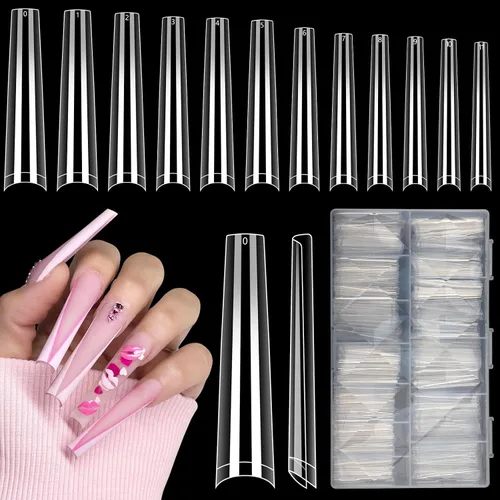 Vista 12 de LIONVISON Puntas de uñas cuadradas XL: 480 puntas de uñas extra largas sin