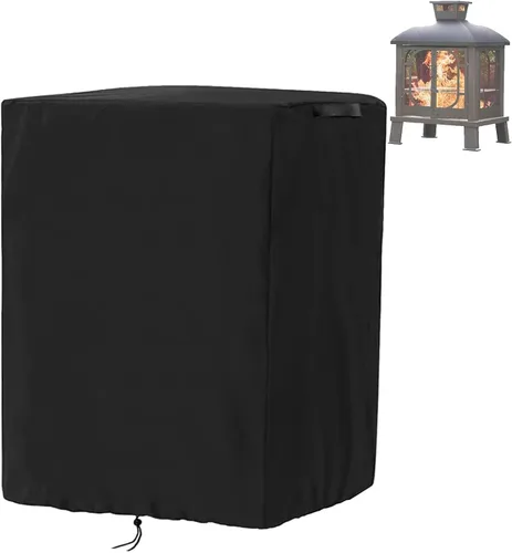 Vista 26 de Cubierta rectangular para fogata, impermeable, para mesa de fuego de gas propano al aire libre, 28 pulgadas de largo x 28 pulgadas de ancho x 24