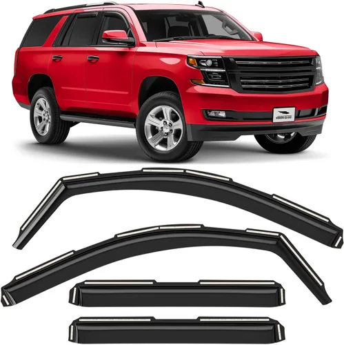 Vista 25 de Voron Glass Protectores de lluvia extra duraderos con cinta adhesiva para Chevrolet (Chevy) Silverado 2500HD/3500HD 2007-2014 cabina extendida Negro