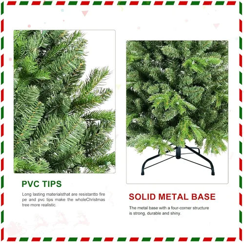 Vista 3 de Árbol de Navidad artificial sin luz de 5 pies, árbol de Navidad de abeto verde festivo con 723 puntas de rama, árbol de Navidad realista de abeto