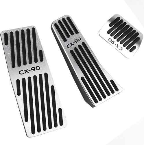Vista 12 de BOYUER Juego de 3 almohadillas antideslizantes para pedal de acelerador de gas de freno de aluminio sin perforaciones para Mazda CX-5 2013-2025 Negro
