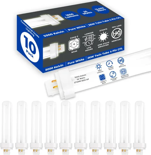 Vista 58 de GoodBulb Bombillas CFL de 13 W, base GX23 de 2 pines, 2700 K, blanco suave, 13 W, alto rendimiento, 800 lúmenes, bombillas fluorescentes compactas
