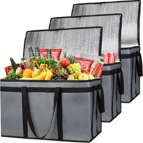 Vista 10 de Paquete de 1 bolsa aislada para entrega de alimentos con parte inferior dura, calentadores de alimentos comerciales XXXL para Uber Eats/Doordash