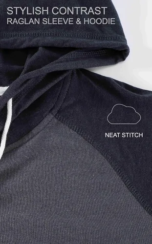Vista 7 de Sudadera Desplato con capucha, manga larga, ligera, estilo henley, informal, para hombre