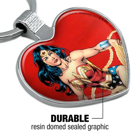 Vista 5 de GRAPHICS & MORE Llavero de personaje de la mujer maravilla corazón amor metal llavero, Multi