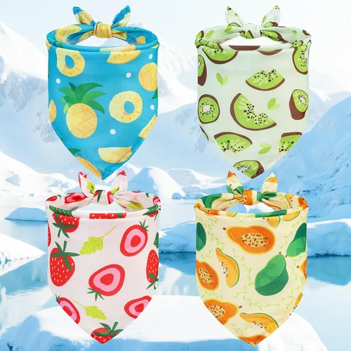 Vista 8 de PUPTECK Bandana de cumpleaños para perro, traje de 4 piezas, bufanda de babero triangular suave para mascotas, suministros de decoración de fiesta
