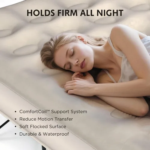 Vista 6 de Simpli Comfy EZ Bed - Colchón de aire autoinflable individual con marco integrado, bomba y funda con ruedas, cama de aire inflable perfecta