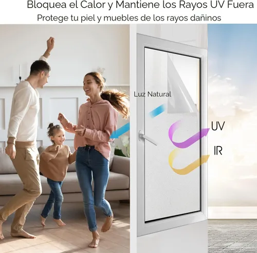 Vista 2 de HIDBEA Película Esmerilada de Privacidad para Ventanas, Control de Calor, Bloqueo UV, Adherencia Estática, No Adhesiva, Reutilizable, Cubiertas