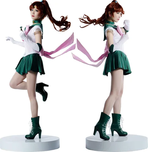 Vista 3 de MRHALLACG COS - Disfraz de anime Sailor Moon Júpiter Makoto Kino SuperS, disfraz de cosplay para niños, adultos, mujeres, talla plus