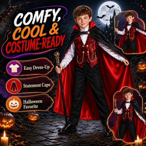 Vista 7 de Vampire Costume for Boys 3 4 5 6 7 8 9 10 12 Years Old Halloween Costume